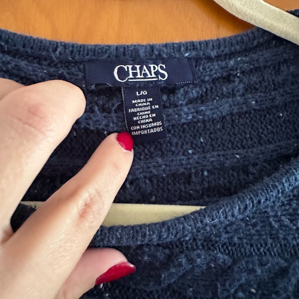 Chaps Navy Blue Sweater - Picture 2 of 3